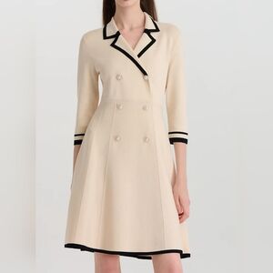 GOELIA Fitted Double-Breasted V-Neck Mini Dress Large